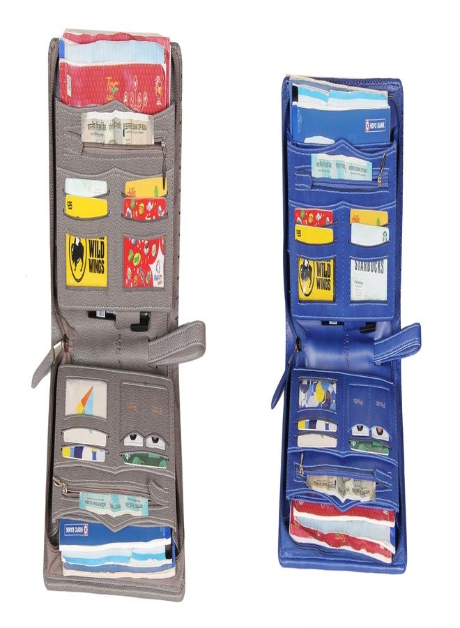 Sukeshcraft Combo Multiple Cheque Book Holder| Zipper Closure |Card Holder | Travel Document Organizer(Grain Gray - Navy Blue) - Image 5